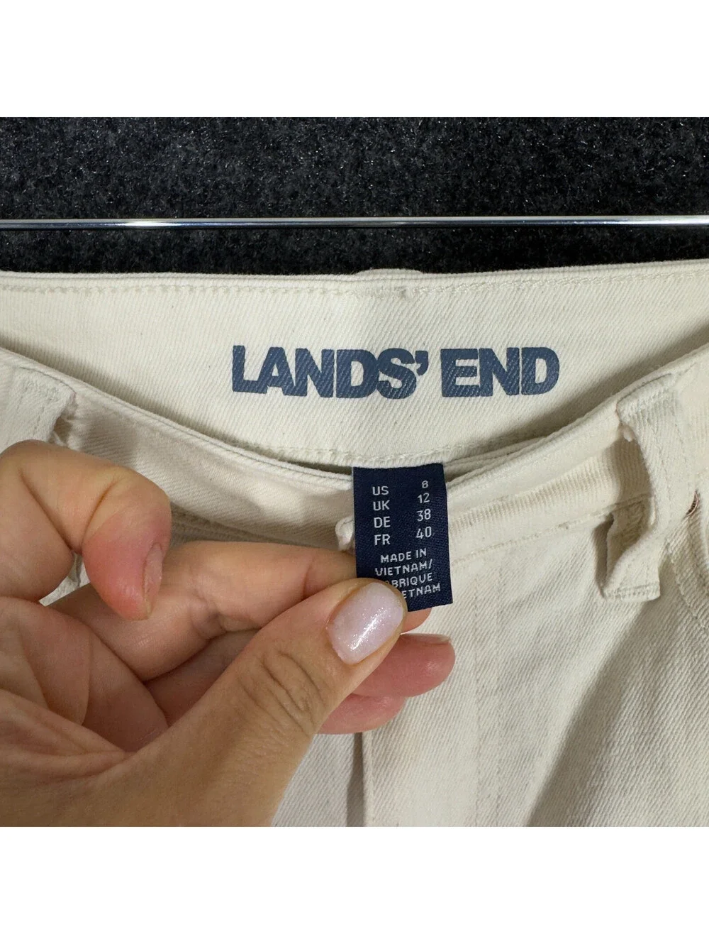 Lands' End Jeans Women 8 Beige Denim Light Wash Mid Rise Skinny Pockets Stretch